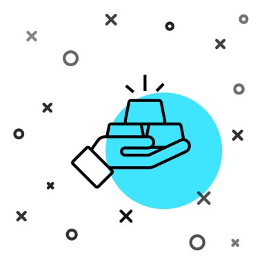 Siyah çizgi altın çubuk simgesi beyaz arkaplanda izole edildi. Bankacılık işi konsepti. Rastgele dinamik şekiller. Vektör