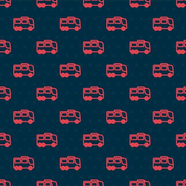 Kırmızı çizgi otobüs simgesi siyah arkaplanda izole edilmiş. Ulaşım konsepti. Otobüs turu nakliyesi. Turizm ya da kamu aracı sembolü. Vektör