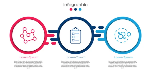 Установить линию химическая формула, чтобы сделать список планирования и Атом. Бизнес-инфографический шаблон. Вектор — стоковый вектор
