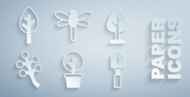 Set Ormanı, Çiçek Ağacı, Kürek, Yusufçuk ve ikon. Vektör