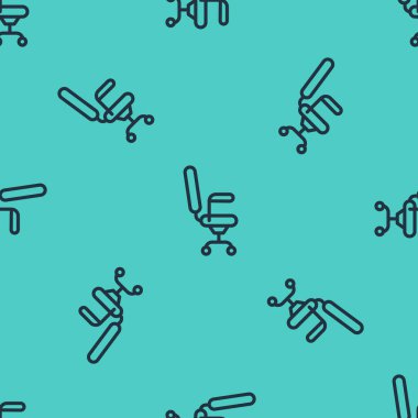 Siyah çizgi ofis koltuğu ikonu yeşil arka planda izole edilmiş pürüzsüz desen. Vektör