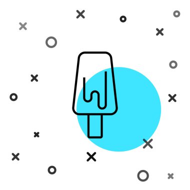 Siyah çizgi dondurma ikonu beyaz arkaplanda izole edilmiş. Güzel sembol. Rastgele dinamik şekiller. Vektör