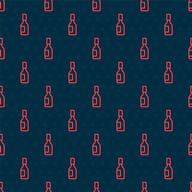 Kırmızı çizgi Tabasco sos ikonu siyah arkaplanda izole edilmiş pürüzsüz desen. Kırmızı biberli baharatlı biber sosu. Vektör