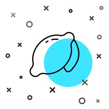 Beyaz arkaplanda siyah çizgi limon simgesi izole edildi. Rastgele dinamik şekiller. Vektör