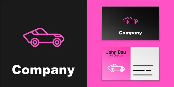 Розовая линия Автомобиль значок изолирован на черном фоне. Элемент шаблона логотипа. Вектор — стоковый вектор