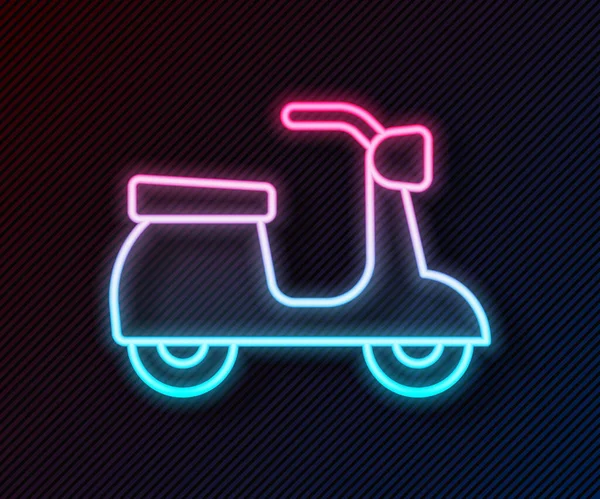Žhnoucí neonové linie Scooter ikona izolované na černém pozadí. Vektor — Stockový vektor
