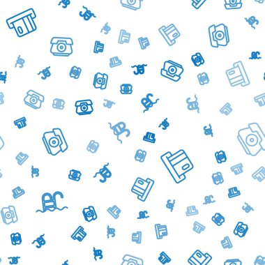 Hat yüzme havuzu, kredi kartı ve telefon hattını pürüzsüz bir şablona ayarla. Vektör