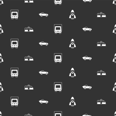 Roket gemisi, tramvay ve demiryolu, kargo kamyonu ve arabayı sorunsuz bir şekilde ayarlayın. Vektör