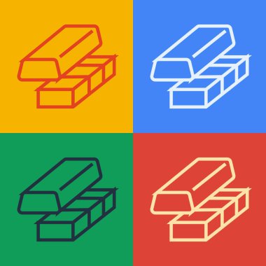 Pop Art Line Gold para değişimi simgesi renk arkaplanında izole edildi. Para değiştirici. Vektör