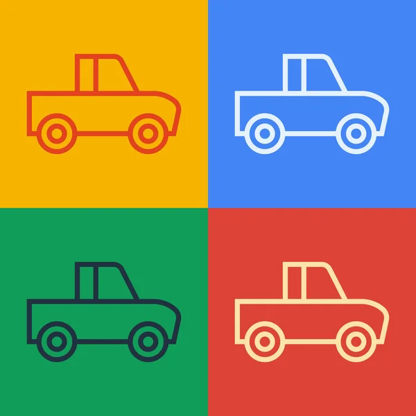 Pop art line Pickup truck pictogram geïsoleerd op kleur achtergrond. Vector — Stockvector