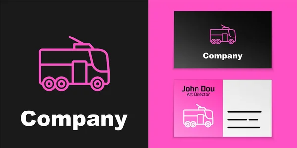 Pink line Trolleybus icon isolated on black background. Public transportation symbol. Logo design template element. Vector — Stock Vector