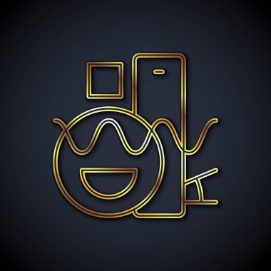 Altın çizgi temel geometrik şekiller simge siyah arkaplan izole. Vektör