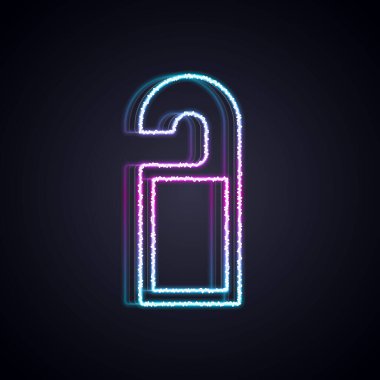 Parlayan neon hattı Lütfen siyah arkaplanda izole edilmiş simgeyi rahatsız etmeyin. Otel Kapısı Askısı Etiketleri. Vektör
