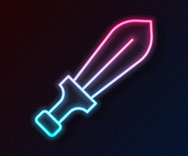 Linea fluorescente icona del giocattolo della spada isolata su sfondo nero. Vettore — Vettoriale Stock
