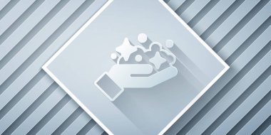 Kağıt kesiği, gri arka planda izole edilmiş altın madeni simgesi. Kağıt sanatı tarzı. Vektör