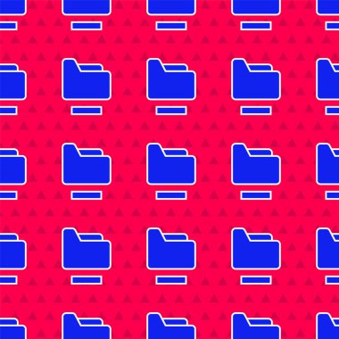 Mavi Belge klasörü simgesi kırmızı arkaplanda izole edilmiş. Muhasebe klasörü sembolü. Muhasebe yönetimi. Vektör