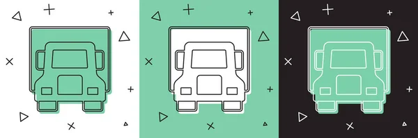 Ensemble livraison camion cargo icône du véhicule isolé sur fond blanc et vert, noir. Vecteur — Image vectorielle