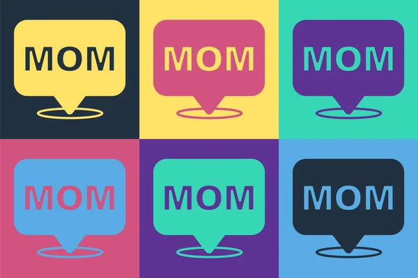 Pop art Bulle vocale icône maman isolé sur fond de couleur. Joyeuse fête des mères. Vecteur — Image vectorielle