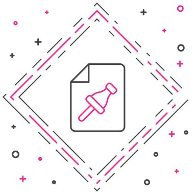 Beyaz arkaplanda iğnelenmiş düğme simgesine sahip satır Not kağıdı. Not kağıdı tabelası. Renkli taslak konsepti. Vektör