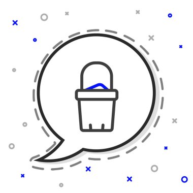 Beyaz arka planda izole edilmiş kova simgesi çizgisi. Plastik çocuk oyuncağı. Yaz ikonu. Renkli taslak konsepti. Vektör