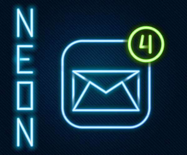 Linha de néon brilhante Ícone de envelope isolado no fundo preto. Conceito de mensagem recebida. Novo, mensagem de entrada de e-mail, SMS. Serviço de entrega de correio. Conceito de esboço colorido. Vetor — Vetor de Stock