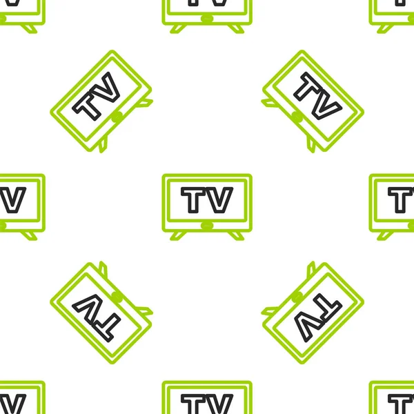 Line Smart Tv Symbol isoliert nahtlose Muster auf weißem Hintergrund. Fernsehzeichen. Vektor — Stockvektor