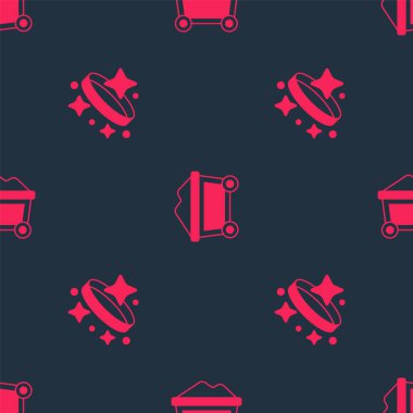 Altın yüzük ve maden arabasını kusursuz desenli altın ile donatın. Vektör