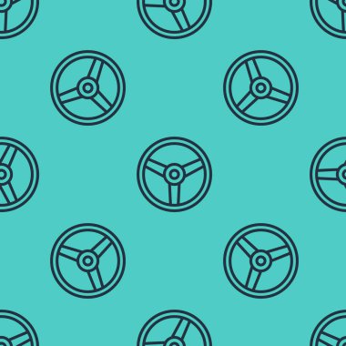 Siyah çizgili direksiyon ikonu yeşil arka planda izole edilmiş pürüzsüz desen. Araba tekeri ikonu. Vektör