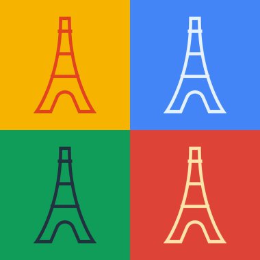 Popüler sanat çizgisi Eyfel kulesi simgesi renk arkaplanında izole edildi. Fransa Paris simgesi. Vektör