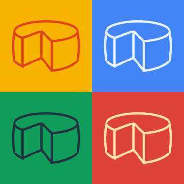 Pop Art Line Peynir simgesi renk arkaplanında izole edilmiş. Vektör