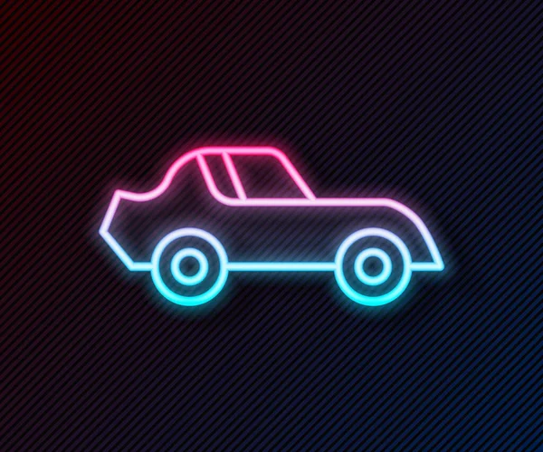 Brillante línea de neón icono de coche aislado sobre fondo negro. Vector — Vector de stock