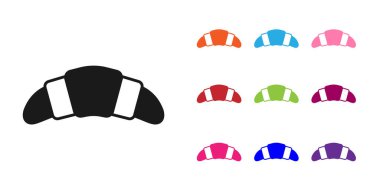 Siyah kruvasan simgesi beyaz arkaplanda izole edilmiş. Simgeleri renklendirin. Vektör