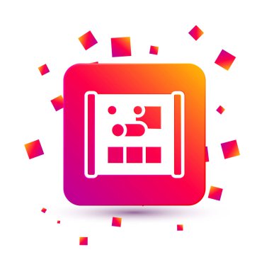 Mühendislik simgesi için beyaz grafik kağıdı beyaz arkaplanda izole edildi. Kare renk düğmesi. Vektör