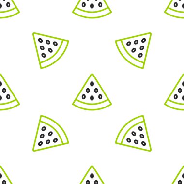 Çizgi karpuz simgesi beyaz arkaplandaki kusursuz deseni izole etti. Vektör