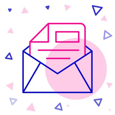 Satır Posta ve e- posta simgesi beyaz arkaplanda izole edildi. Zarf sembolü e-postası. E- posta kodu. Renkli taslak konsepti. Vektör