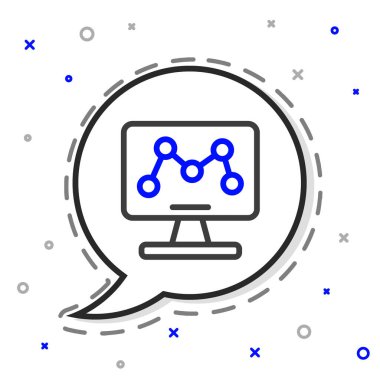 Dizüstü bilgisayar simgesindeki çizgi mühendisliği modifikasyonu beyaz arkaplanda izole edildi. DNA analizi, genetik testler, klonlama. Renkli taslak konsepti. Vektör