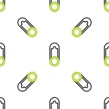 Çizgili Bebek kıyafetleri simgesi beyaz arka planda izole edilmiş kusursuz desen. Klasik kapalı çelik çengelli iğne. Vektör