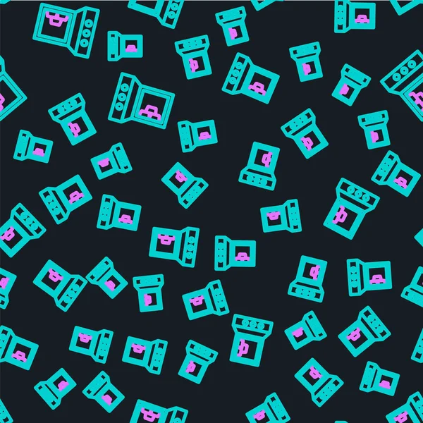 Altın külçeli güvenli hat simgesi siyah arkaplanda izole edilmiş kusursuz desen. Bankada değerli metaller var. Metalik hazine. Güvenilir veri koruması. Vektör