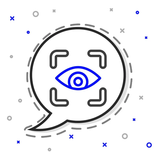 Line Eye scan ikon isolerad på vit bakgrund. Skannar ögat. Symbolen för säkerhetskontroll. Cyberögontecken. Färgstarkt skisskoncept. Vektor — Stock vektor
