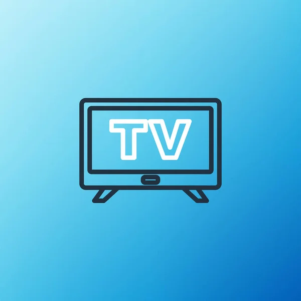 Line Smart Tv ikon elszigetelt kék háttérrel. Televíziós jel. Színes vázlat koncepció. Vektor — Stock Vector