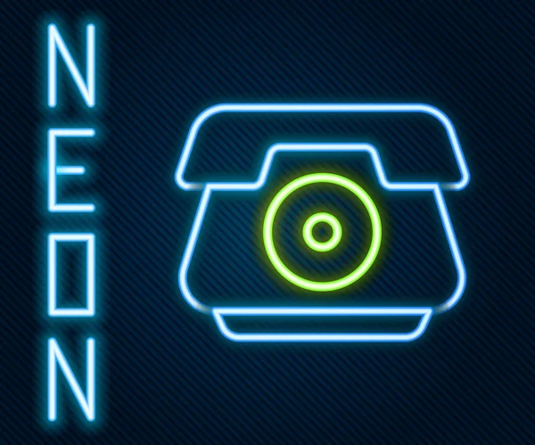 Leuchtendes Neon-Line-Telefonhörer-Symbol isoliert auf schwarzem Hintergrund. Telefonzeichen. Buntes Rahmenkonzept. Vektor — Stockvektor