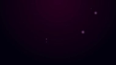 Parlayan neon hattı Rafting botu simgesi siyah arkaplanda izole edildi. Kürekleri olan şişme bir tekne. Su sporları, ekstrem sporlar, tatil, tatil. 4K Video hareketli grafik canlandırması