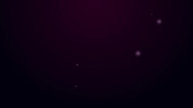 Parlayan neon hattı kablo araba simgesi siyah arkaplanda izole edildi. Füniküler işaret. 4K Video hareketli grafik canlandırması