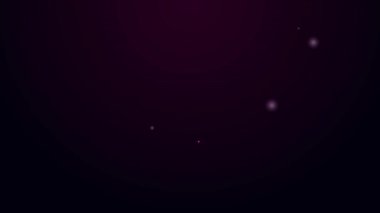 Parlayan neon hattı Rafting botu simgesi siyah arkaplanda izole edildi. Kürekleri olan şişme bir tekne. Su sporları, ekstrem sporlar, tatil, tatil. 4K Video hareketli grafik canlandırması