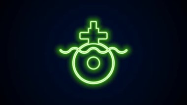 Parlayan neon hattı denizaltı simgesi siyah arkaplanda izole edildi. Askeri gemi. 4K Video hareketli grafik canlandırması