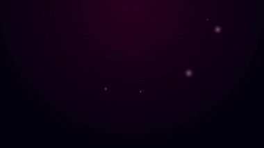 Parlayan neon hattı denizaltı simgesi siyah arkaplanda izole edildi. Askeri gemi. 4K Video hareketli grafik canlandırması