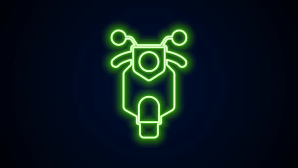 Linha de néon brilhante Ícone de scooter isolado no fundo preto. Animação gráfica em movimento de vídeo 4K — Vídeo de Stock