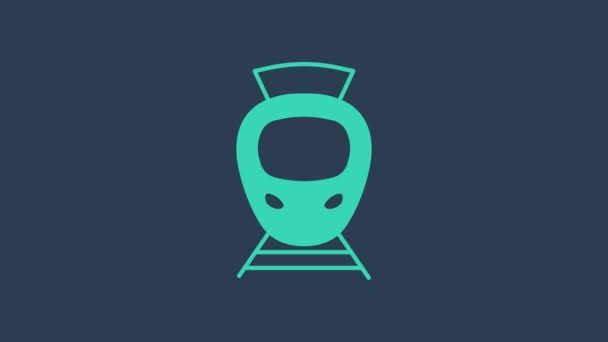 터어 키 즈 트램 과 철도 아이콘은 파란색 배경에 분리되어 있다. 대중교통의 상징. 4K 비디오 모션 그래픽 애니메이션 — 비디오