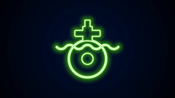 Świecąca neonowa ikona łodzi podwodnej odizolowana na czarnym tle. Statek wojskowy. 4K Animacja graficzna ruchu wideo — Wideo stockowe