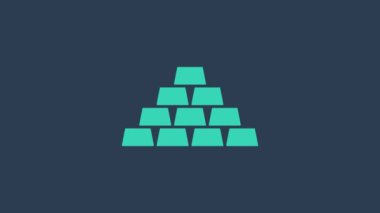 Turkuaz altın renkli simge mavi arkaplanda izole edildi. Bankacılık işi konsepti. 4K Video hareketli grafik canlandırması